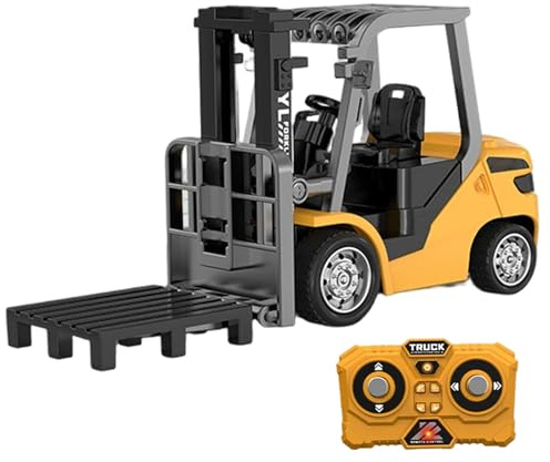 NASSMOSSE Veicolo da Costruzione con Ricarica USB Giocattolo per Carrello elevatore telecomandato a 3 velocità 1:64 con Suono Leggero per Bambini