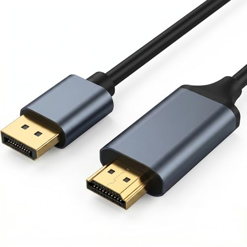 QGECEN DisplayPort till HDMI-kabel 1,8 m, 4K, 30Hz, DP till HDMI PC TV-skärm