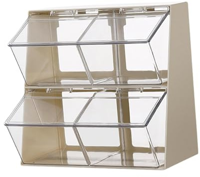KCHFEVQ Caja Organizadora de Té Soporte para Café Condimentos Azúcar Y Sobres de Especias con Divisiones PP Resistente Adecuada para Cocina Dormitorio Baño de, Blanco, Individual