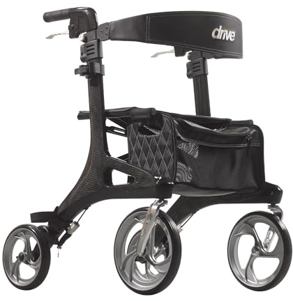 Drive Medical RTL10266CF Nitro Elite CF Foldable Rollator Walker with Seat, Black
