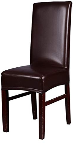 MINGZJ PU stuhlhussen 4er Set,wasserdicht und ölbeständig, Kunstleder elastisches Gewebe Stretch Stuhlbezug