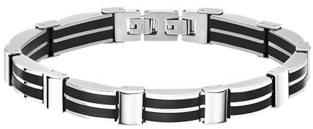 LOTUS STYLE Pulsera Hombre Acero Inoxidable 316L Brazalete de Diseño Sofisticado, Confortable y Resistente al Agua - Pulseras Hombre - Negra 215.00 mm LS1878-2/3 - Regalo de Cumpleaños, Día del Padre