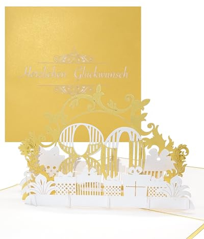 Pop Up Karte 80 in edlem Gold & Weiß - zum 80. Geburtstag, Namenstag & Jubiläum - 3D Geburtstagskarte & Glückwunschkarte - als kleines Geschenk, Deko, Geschenkgutschein & Geschenkverpackung