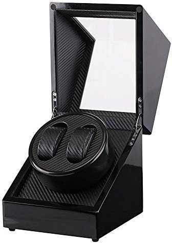 ZFF Automático Cajas Giratorias para Relojes para 2 Relojes, Watch Winder Fibra Carbón Piano Lacquer Motor Silencioso Adaptador De Ca & De Pilas