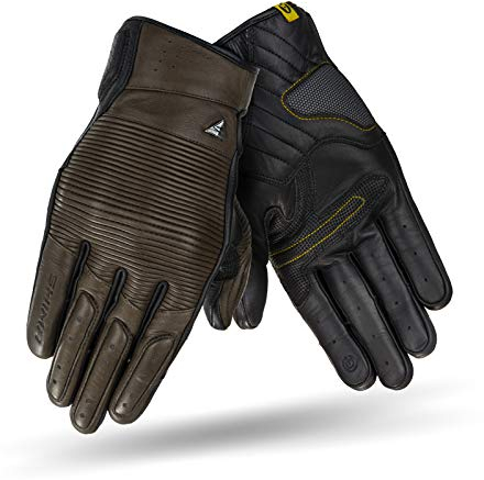 SHIMA Blake Motorradhandschuhe Herren - Atmungsaktive, Elastische, Touchscreen, Vintage Handschuhe aus Leder mit Knöchelprotektor, Knöchel Aufpralldämpfer, Verstärkte Handfläche (Braun, L)
