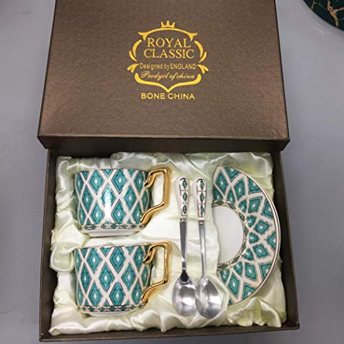 XUDREZ Lot de 6 tasses à thé en porcelaine anglaise vintage avec tasse à café, soucoupe, cuillère à café