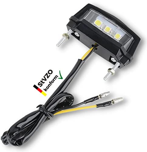 Binego® Motorrad Quad LED Kennzeichenbeleuchtung E Geprüft Nummernschildbeleuchtung Mini Weiß Klar ATV E24 ABE TÜV 12V