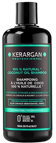 Kerargan - Shampoo Antiforfora Idratante all'Olio di Cocco per Capelli Disidratati e Danneggiati - Detersione Delicata e Idratazione - Senza solfati, OGM, siliconi e oli minerali - 500ml