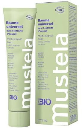 Mustela Crema Rica Multiusos con 3 Extractos de Aguacate, Cuerpo, Bebé y Toda la Familia - Hidratación Diaria de las Zonas Secas, 99,7% Ingredientes de Origen Natural, Vegana (75ml)