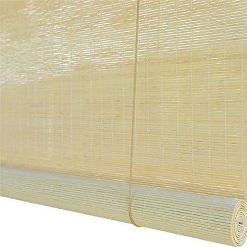 MHUQIA NatüRliche Bambus-Rollo Raffrollo 140x200cm, Retro Jalousine Bambusrollo, Natur Holzrollos, Sonnenschutz Seitenzugrollo, Pavillon Patio RollläDen Mit Haken (A 140x200cm)