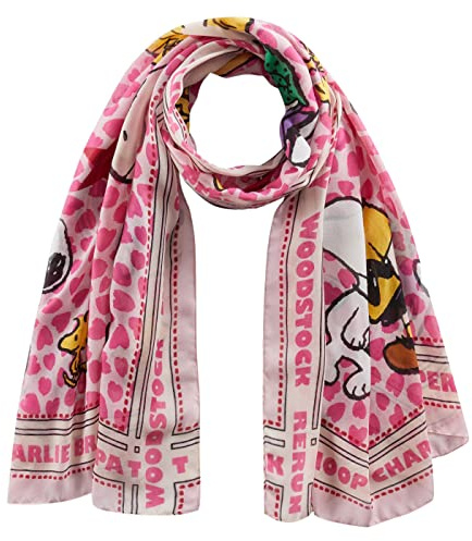 CODELLO Damen Schal Peanuts Design aus recyceltem Polyester Vielseitiger Schal für jede Saison, Leichtes Tuch, Snoopy & Charlie Brown Print, Perfekt für Frühling, Sommer, Herbst, Winter