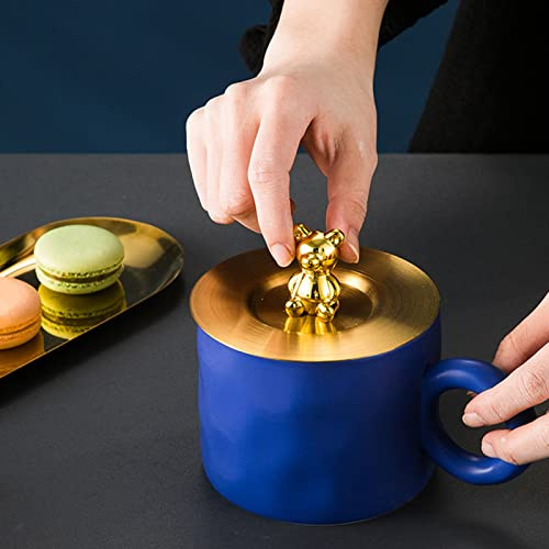 Drinking Cup Lid Cover,Stainless Steel Cup Cover Coffee Mug CoverRounded Edges Glossy Artistic Cup Lid for Mug Glass Cup (Gold)