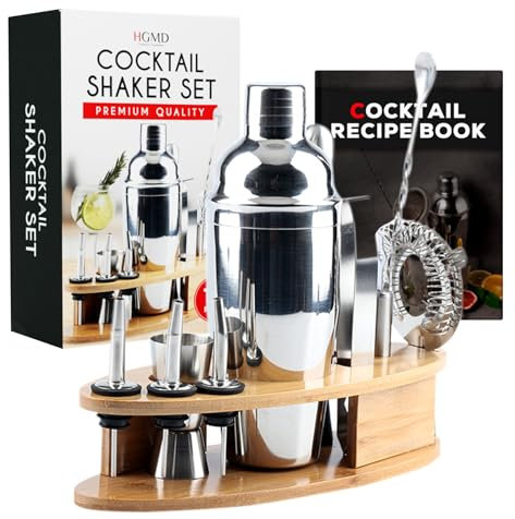 Cocktail Shaker Set 16-teilig aus Edelstahl | Barset für Barkeeper & Anfänger | Cocktail Zubehör inkl. Boston Shaker, Rezeptbuch, Bar Tool Set | Profi Cocktail Set für Mojito, Martini, Espresso