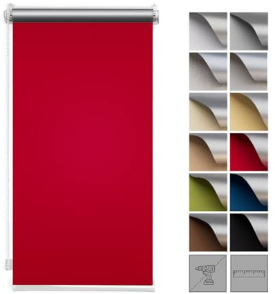 Zero Home - Premium Verdunklungsrollo Ohne Bohren I Klemmrollos für Fenster und Türen Thermorollo I Klemmfix Rollo I Sichtschutz und Sonnenchutz I Blackout I 75x150cm - Rot