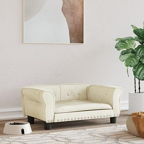 puraday Hundebett Creme 70x45x30 cm Samt Hundesofa katzensofa Katzenbett Dog Bed Cat Bed Bequeme Haustierbett Hundebett Samt Kann Im Wohnzimmer Oder Schlafzimmer Platziert Werden Stilvolles Design