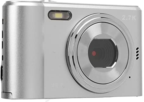 Appareil photo numérique portable 6,1 cm, 48 MP 1080p zoom 16x, caméra de vlogging anti-secousses pour adolescents, étudiants, garçons, filles, personnes âgées, argenté