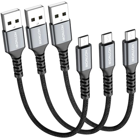 HOTNOW Câble Micro USB court 15cm Pack de 3, USB vers Micro USB de charge rapide Câble tressé de nylon Compatible avec Galaxy S7 S6, A 10, LG, Sony, PS4, Paperwhite, tablette Oasis, Moto E6