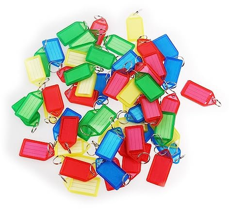 EXCEART 60stücke Bunte Kunststoff Schlüsselanhänger Mit Beschriftungslabels Und Schlüsselringen Zufällige Farben Für Schlüssel Gepäck Haustiere Und Mehr