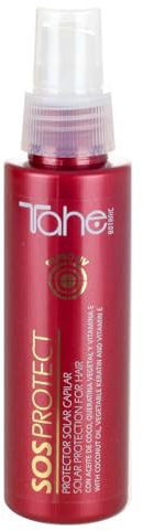 Tahe Botanic Solare Olio per capelli, protezione solare Sos Protect con olio di cocco, cheratina e vitamina E, 100 ml
