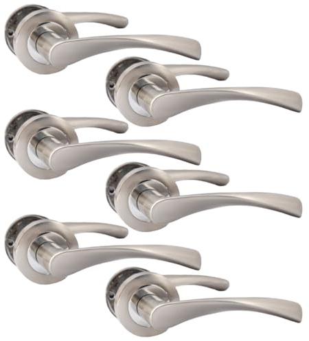 Epsom Door Handle Epsom Duo Twist Door Handle – Satin Chrome Lever on Rose | Latch Escutcheon or Bathroom Privacy with Thumb Turn | 4 or 6 Pairs (6 x Pair of Door Handles)