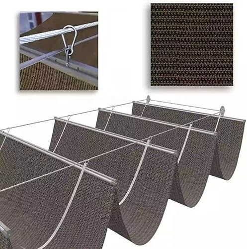 Kanduo Versenkbare Pergola-Abdeckung Wellenmarkise for Gartenpavillon-Terrasse, Pergola-Markise, anpassbar, der Oben genannte Preis Gilt for 1 Quadratmeter Einziehbare Wellenmarkise(Coffee)