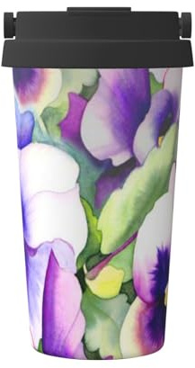 Apbdffjnf Pansy Perfection Travel Mug - 17 Oz Insulated Coffee Mug with Leakproof Screw Lid & Handle for Hot and Iced Drinks