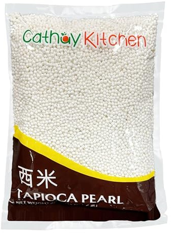 CATHAY KITCHEN Cassava Sago Tapioca Pearls, Best For Bubble Boba Milk Tea, Non-GMO Certified, Gluten Free, Sago Ball Desserts, Soup Or Thickening Sauce, Pack of 12 Oz