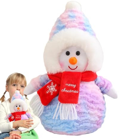 Eventerde Peluche Pupazzo di neve,Peluche Pupazzo di neve | Pupazzo di neve che indossa una sciarpa di peluche pupazzo di neve di Natale | Figure Carine Pupazzo di neve