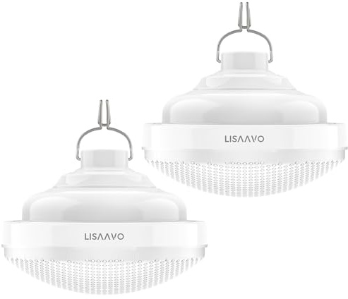 Lisaavo Campinglampe 2 Stück Elektrische Camping Laternen 2400mAh Rundliche Kabellose USB - Aufladbare LED Außenlaternen﻿,2 Stück
