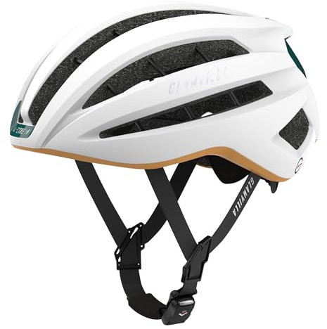 GLAMVILLA Rennradhelm für Damen und Herren City Trekking Fahrradhelm Professioneller Wettkampf Ultra Leichter belüfteter Fahrradhelm mit Skelett Magnetschnalle (weiß, L)