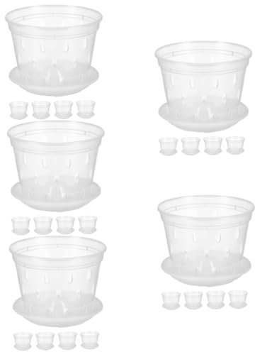 INOOMP 25juegos Transparentes para con Drenaje y Base De De Plástico Transpirables para Interior y Jardín
