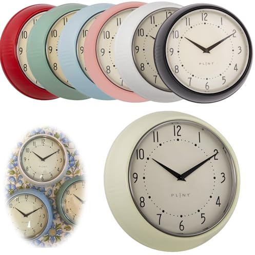 LS-LebenStil Vintage Metall Wanduhr Cream 23cm Küchenuhr Bürouhr Rund Retro Nostalgie ideal im Schlafzimmer Flur Büro Küche Wohnzimmer Esszimmer leise lautlos kein Ticken mit großen Ziffern