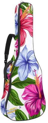 Gitarrentasche in voller Größe, 101,6 cm, 104,4 cm, 106,7 cm, Tragetasche für E-Bass, klassische Gitarre, bunte, nahtlose Herzen im Doodle-Stil, Mehrfarbig 04, 42.9x16.9x4.7 in, Lässiger Tagesrucksack
