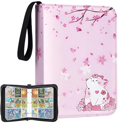Card Binder 900 Pocket, 50 Sleeves Trading Card Holder, Card Binder Album for Cards, Card Collector, Photos, Trading Card Folder for Kids Girls, Pink