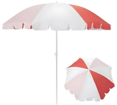 Parasol de Terrasse 200cm, Parasol de Plage Inclinable Portable pour extérieur, Protection UV Parasol de Table de Marché avec Sac de Transport