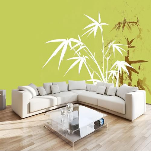 Papel Tapiz Fotográfico Papel Tapiz Bambú verde estilo chino 3D Art Mural 350x256 cm Cafe Restaurant Dormitorio Decoración para el Hoga Murales Papel Pintado a Papel Fotomural Dormitorio