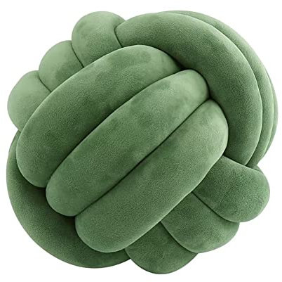 Dekoratives Knotenkissen für Sofa, rundes Knotenkissen, Grün, 27 cm