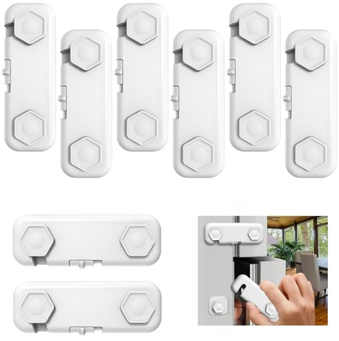 8 Pack Baby Proofing Cabinet Locks, Child Safety Locks for Cabinets and Drawers,Door,Dishwasher,Fridge,Cupboard,Trash Can,Washer (White)