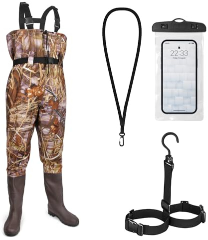 Vivikivi Wathose Herren Wasserdicht, Nylon/PVC Anglerhose mit Stiefel, Atmungsaktive Watthosen für Angeln, Jagd, Autowäsche,Bauernhöfe, Gärten Wassersport und Outdoor Aktivitäten