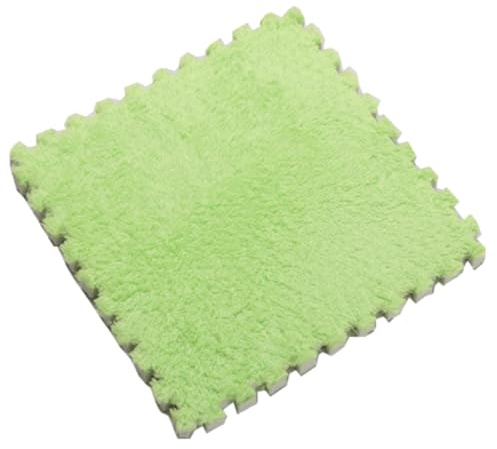 PlüSch-Puzzle-Schaumstoff-Bodenmatte, 30 x 30 x 1 cm, Weicher, Dicker, Geteilter, Ineinandergreifender Plüschschaum-Teppich für den Raumboden,Grün 1,9pcs