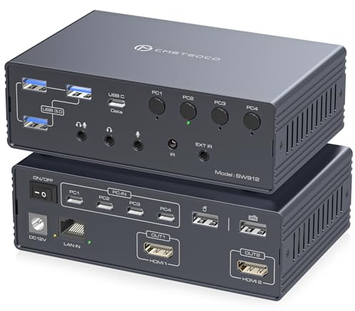 VEDINDUST 4K120Hz KVM Switch 4 PC 2 Monitor Docking Station USB C HDMI Thunderbolt Dock Station Displaylink Supporta Le Modalità Di Replica e Scalabilità Per Mac e Windows