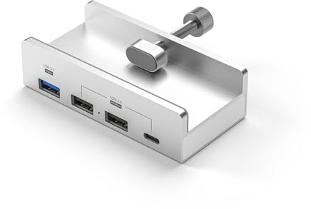 Adattatore USB da scrivania con chiusura con 3 porte a trasferimento rapido 10 Gbps e alimentatore di tipo C 5V2A Hub C