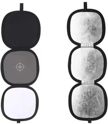 Compatible for Focus & Color Calibration - 3-in-1 Trifold Hand-Hold Collapsible Disc 2-Sided 18% Gray/White Balance Reference Board