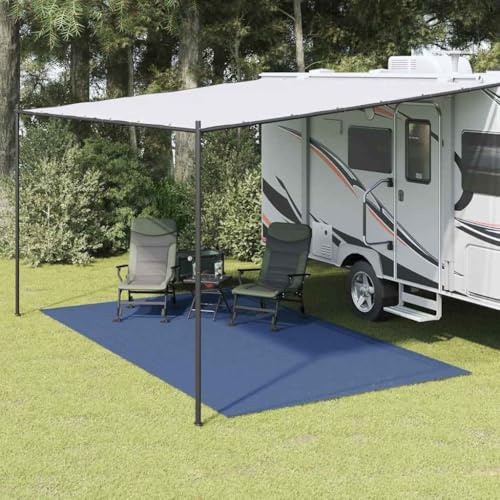Tältmatta blå 400 x 350 cm, polyester UV-beständig, lätt utomhus campingmatta, robust tillbehör för husvagnar och förtält