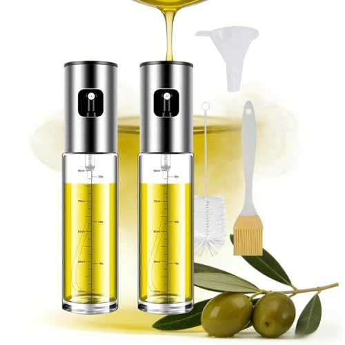Lonwiner Ölsprüher für Speiseöl, 100ml Speiseöl Sprüher Olivenölsprüher für Salat Grillen Backen in der Küche UV Schutz Sprühflasche Ö (2, Transparentes Modell)