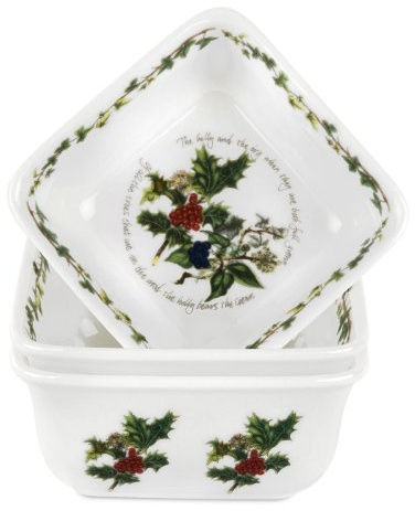 Portmeirion The Holly and The Ivy Mini Square Dishes, Multi-Colour