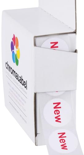 ChromaLabel 3/4 Inch Round New Stickers Labels, Grocery Store and Inventory Labels, Imprinted Stickers - 1000 Inventory Stickers per Dispenser Box