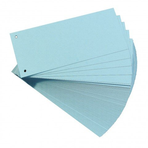 Papiertiger Qualitäts Trennstreifen 10,5x24cm Kraftkarton durchgefärbt gelocht (100er Packung, Blau - hellblau)