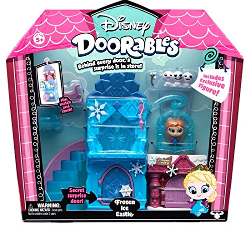 Doorables 35013 Frozen Disney Spielset Gefrorenes Eisschloss, Eiskönigin 3 exklusiven Sammelfiguren mit Glitzeraugen und viel Zubehör, Spielzeugset für Kinder ab 5 Jahre, bunt