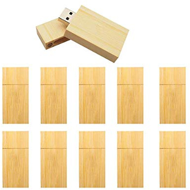 Anloter - 10 unidades de memoria USB de madera de bambú carbonizado USB 2.0 de alta velocidad (4 GB)